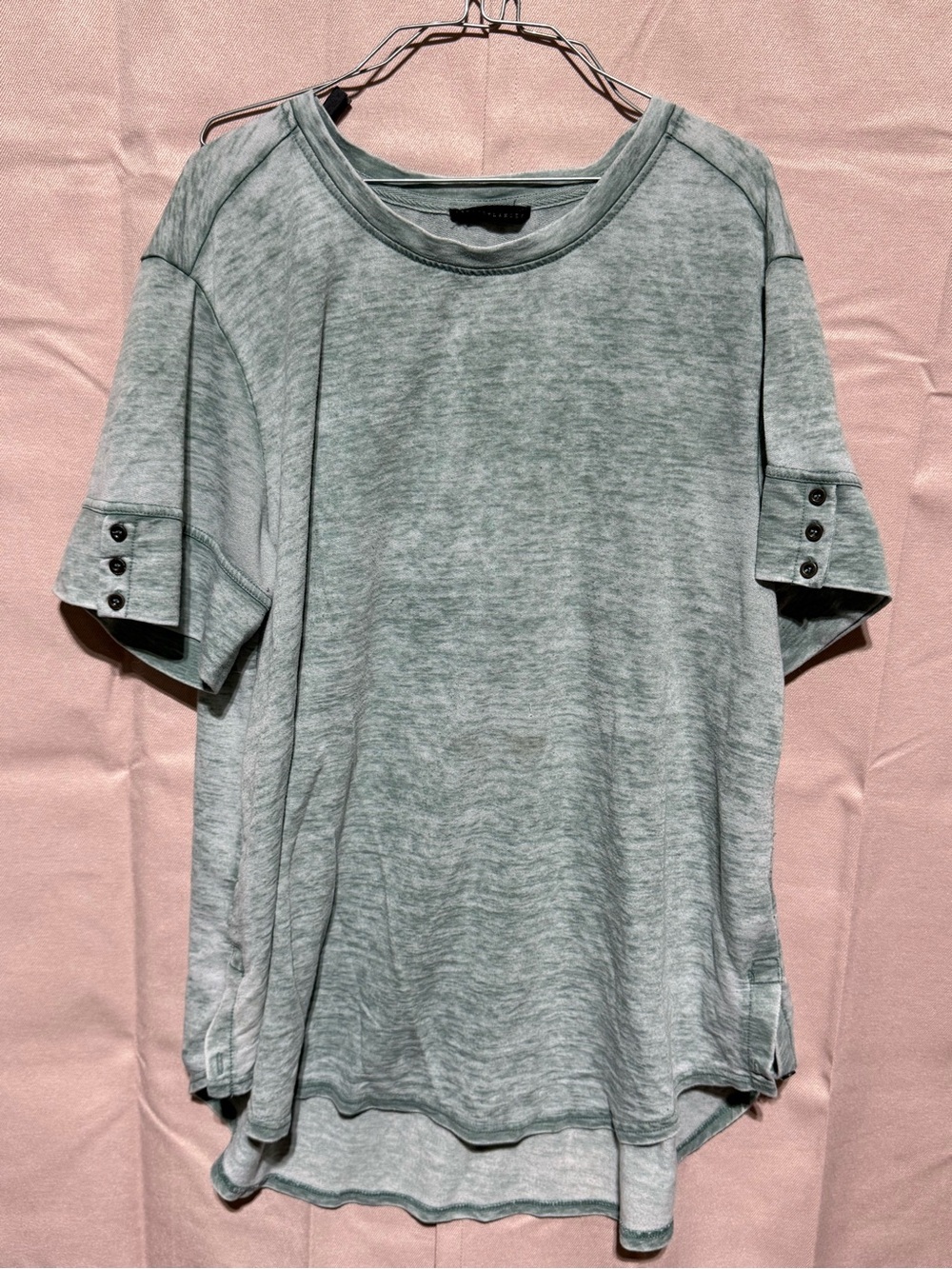 Jane and Delancey Heather Sage Short Sleeve Button-Tab Tee Womens Green Top